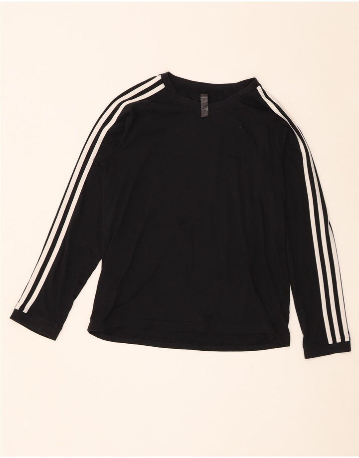 Adidas Womens Aeroready Top Long Sleeve UK 12/14 Medium Black Polyester