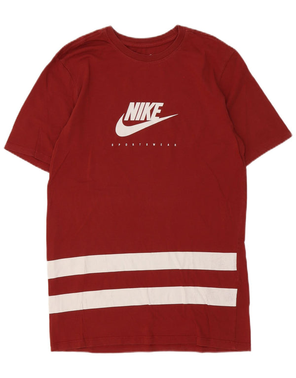 Nike Mens Athletic Cut Graphic T-Shirt Top Small Burgundy Striped