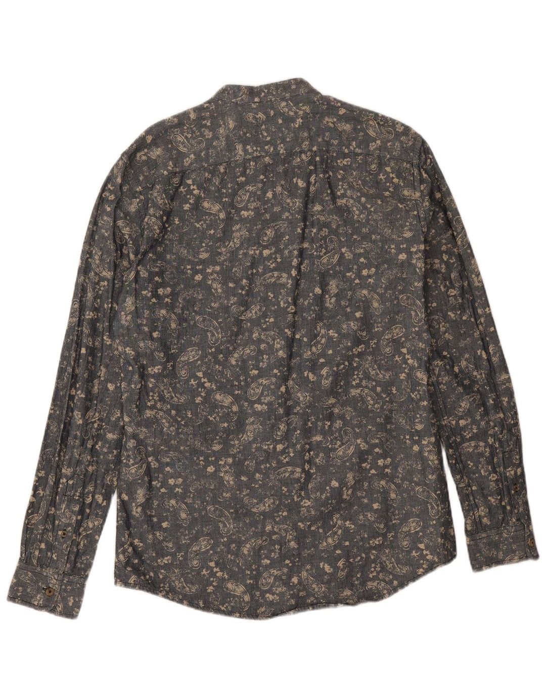 Benetton Mens Shirt Medium Grey Paisley