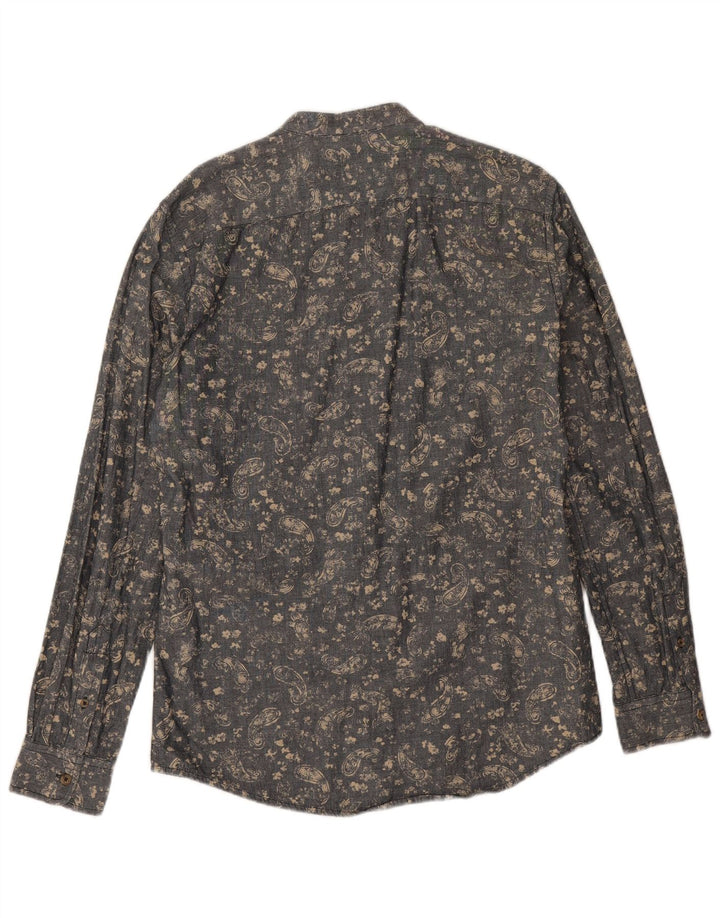 Benetton Mens Shirt Medium Grey Paisley