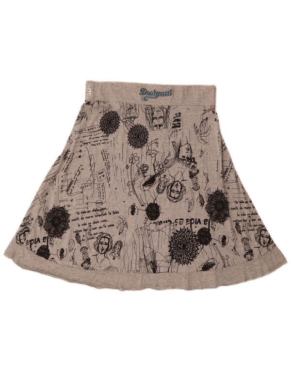 Desigual Womens Graphic A-Line Rock Medium W30 Graue geometrische Baumwolle