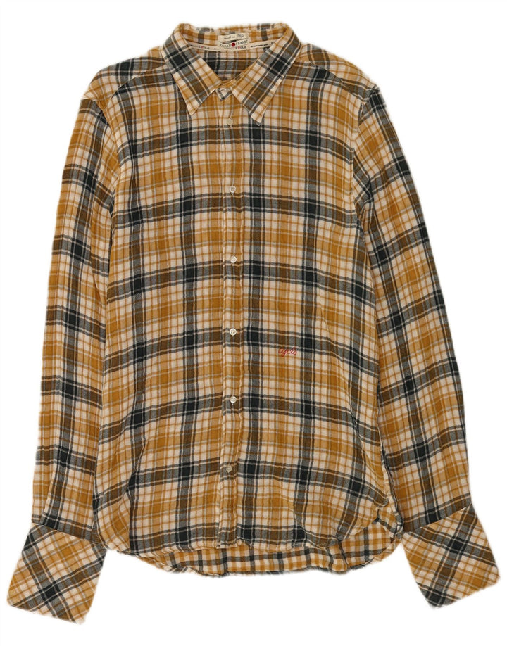 Cycle Mens Checked  Flannel Shirt XL Yellow Check Cotton