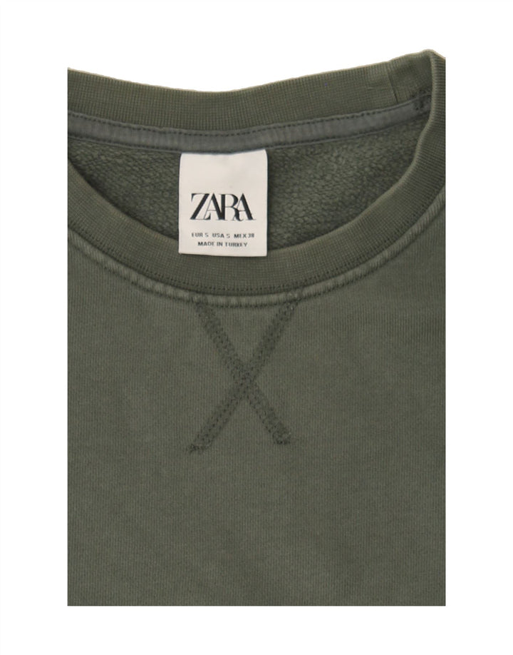ZARA Mens Sweatshirt Jumper Small Green Cotton Vintage Zara and Second-Hand Zara from Messina Hembry 