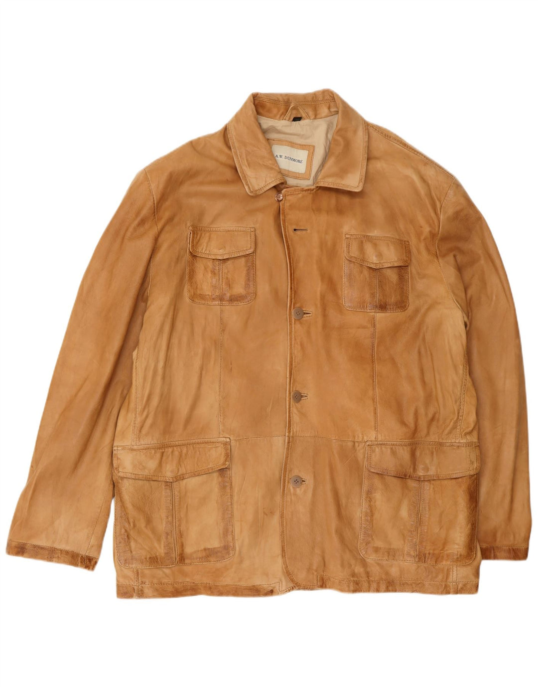 A.W.DUNMORE Mens Leather Jacket IT 58 4XL Brown Leather