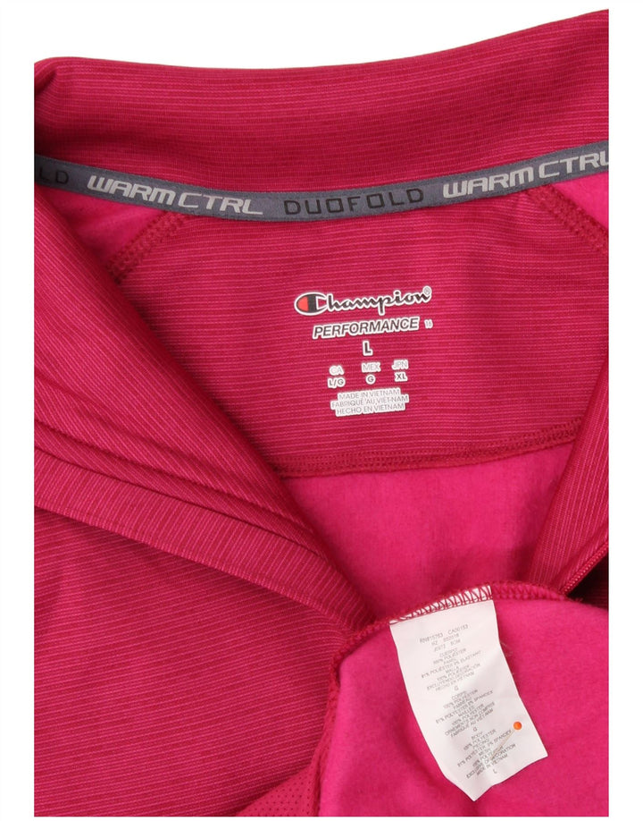 CHAMPION Womens Tracksuit Top Jacket UK 16 Large Pink Pinstripe Polyester