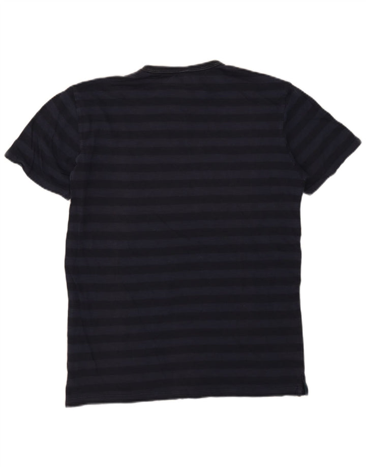 SUN68 Mens T-Shirt Top Medium Navy Blue Striped Cotton