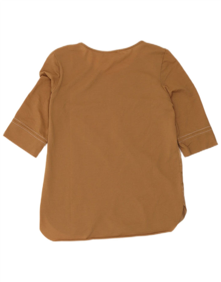 Zara Damen Bluse Top UK 10 Small Braun