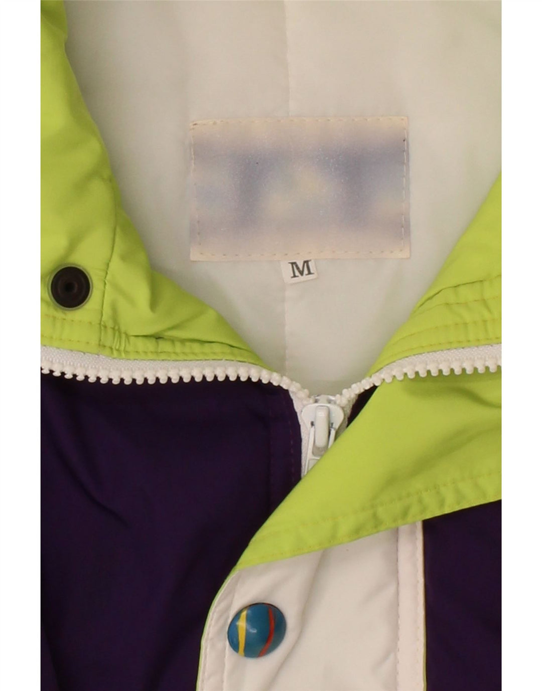 VINTAGE Mens Graphic Windbreaker Jacket UK 38 Medium White Colourblock Vintage Vintage and Second-Hand Vintage from Messina Hembry 