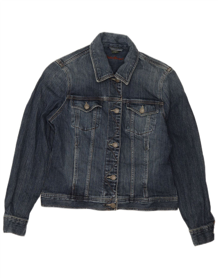 Eddie Bauer Womens Crop Denim Jacket UK 14 Medium Blue Cotton