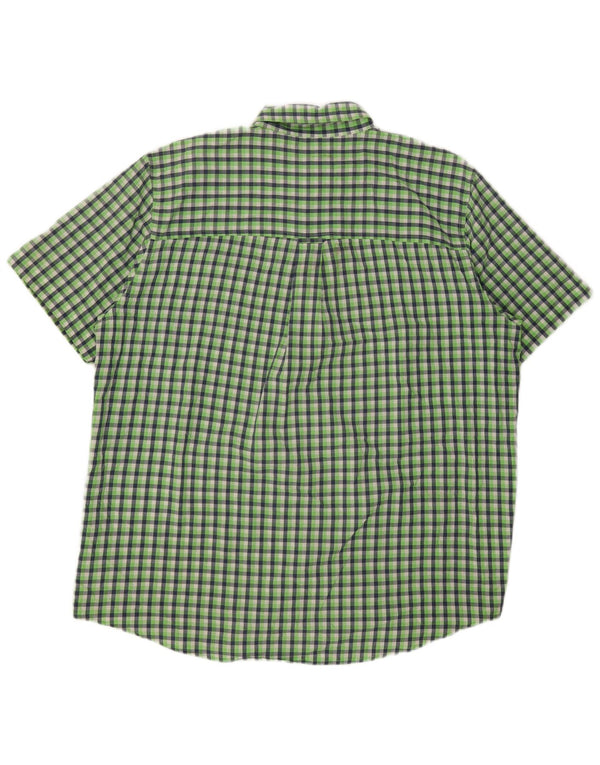 Chaps Mens Easy Care Short Sleeve Shirt XL Green Check Cotton