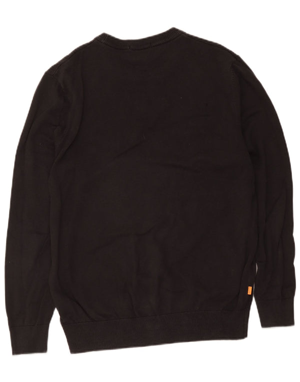 Timberland Mens Crew Neck Jumper Sweater Medium Black Cotton