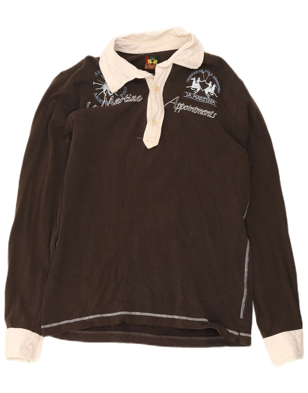 La Martina Polo de Rugby Graphique pour Homme Large Marron Colorblock