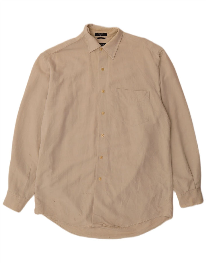 Nautica Mens Shirt Medium Beige Rayon