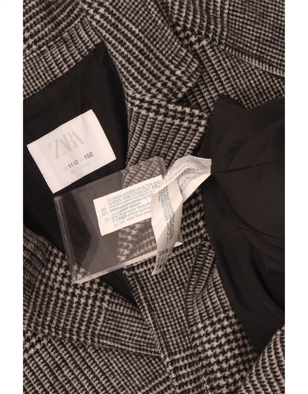 Zara Manteau Garçon 11-12 Ans Laine à Carreaux Gris
