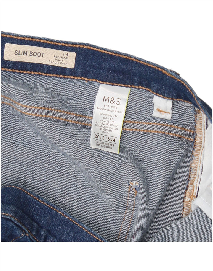 Marks & Spencer Womens Regular Slim Bootcut Jeans UK 14 Large W34 L30 Blue