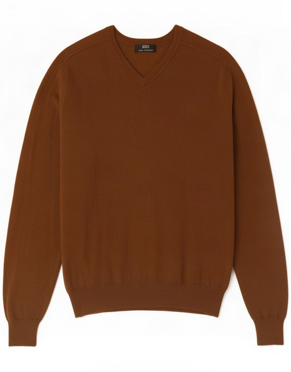 Marks & Spencer Herren-Pullover mit V-Ausschnitt, mittelbrauner Kaschmir