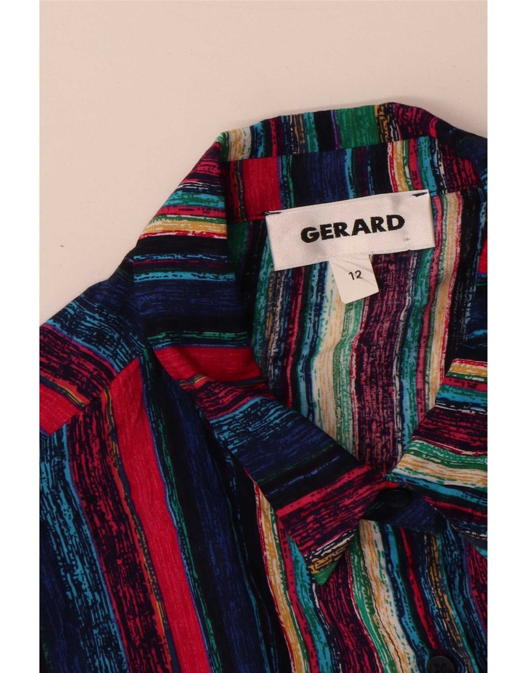 Vintage Womens Shirt Blouse UK 12 Medium Multicoloured Striped Viscose