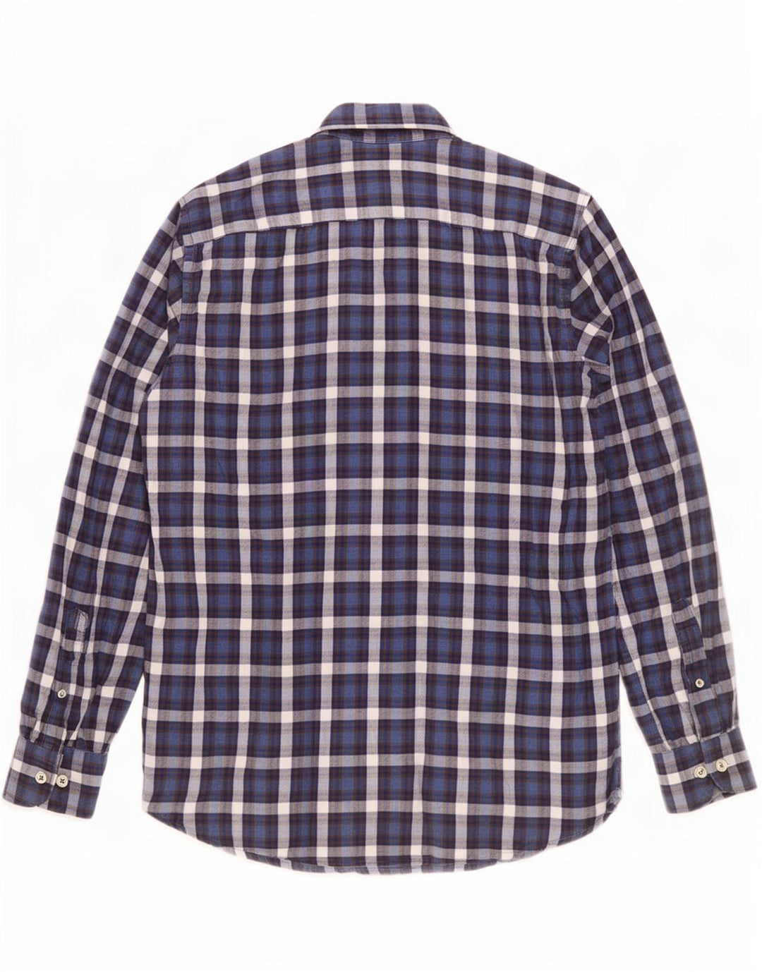 Carrera Mens Regular Fit Flannel Shirt Medium Navy Blue Check Cotton