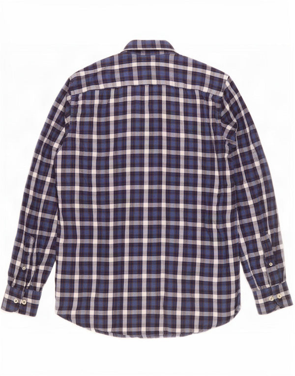Carrera Mens Regular Fit Flannel Shirt Medium Navy Blue Check Cotton