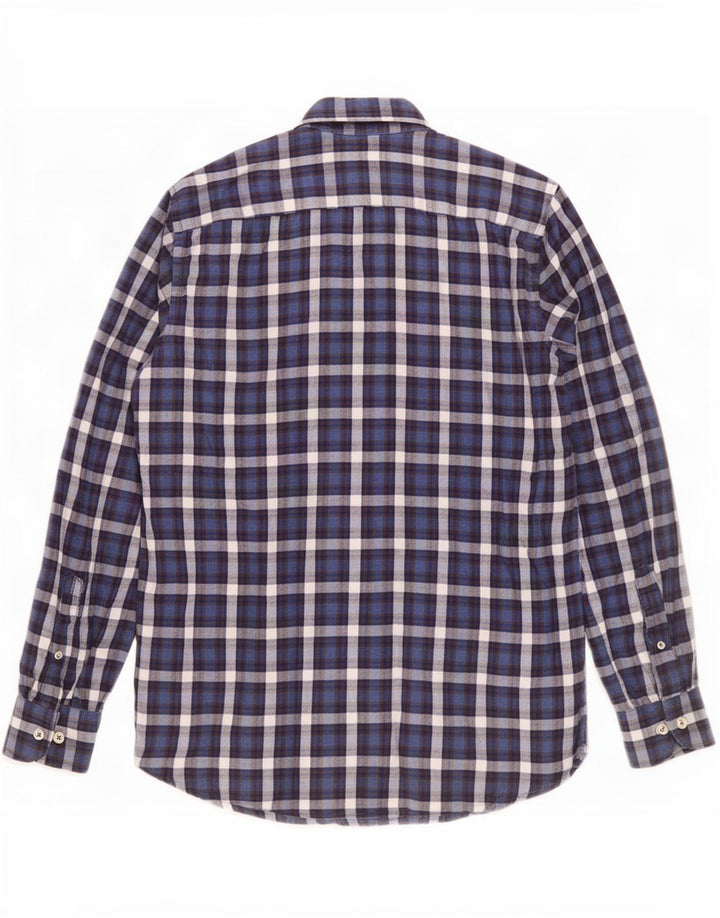 Carrera Mens Regular Fit Flannel Shirt Medium Navy Blue Check Cotton
