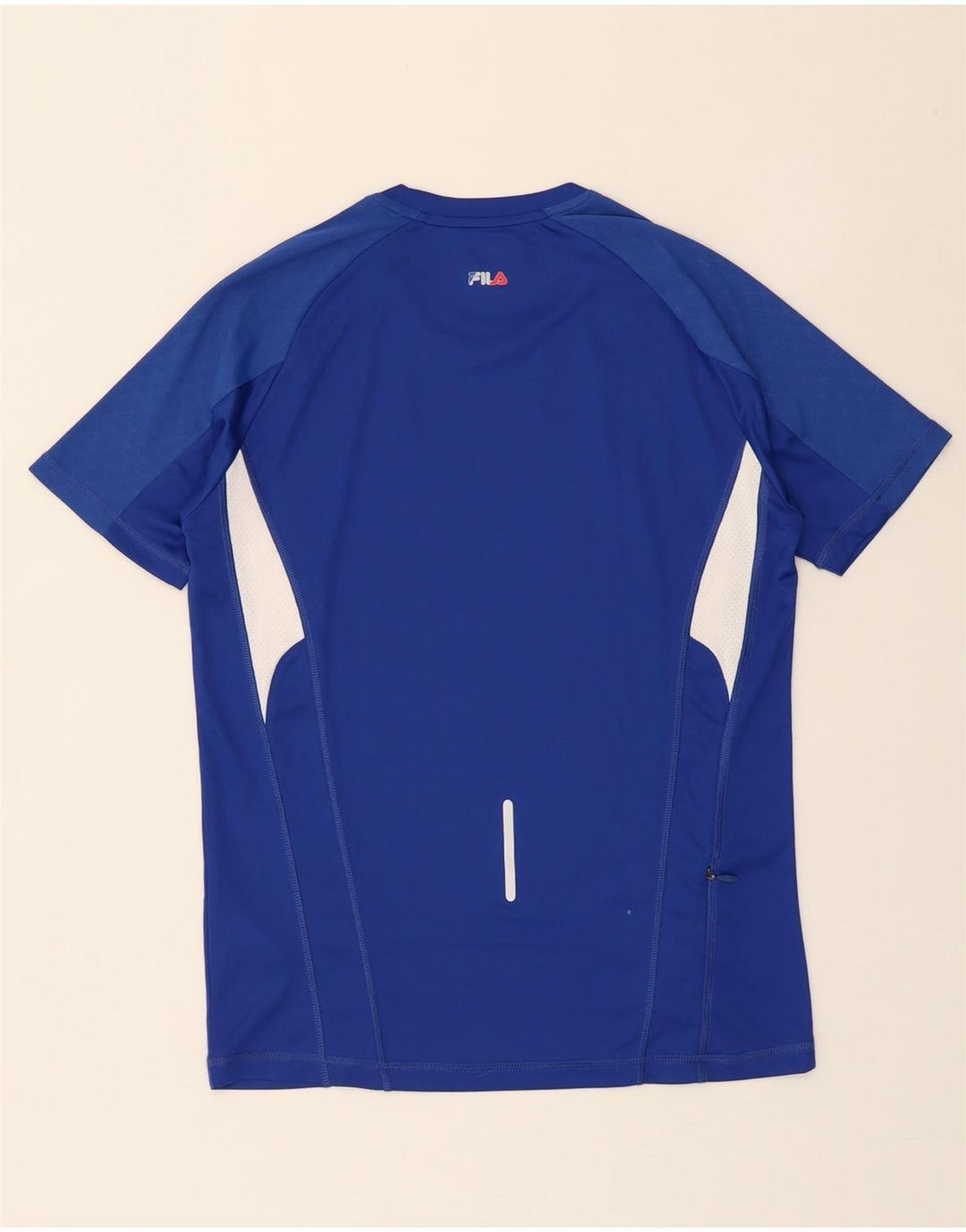FILA Mens T-Shirt Top Medium Blue Colourblock Polyester Vintage Fila and Second-Hand Fila from Messina Hembry 