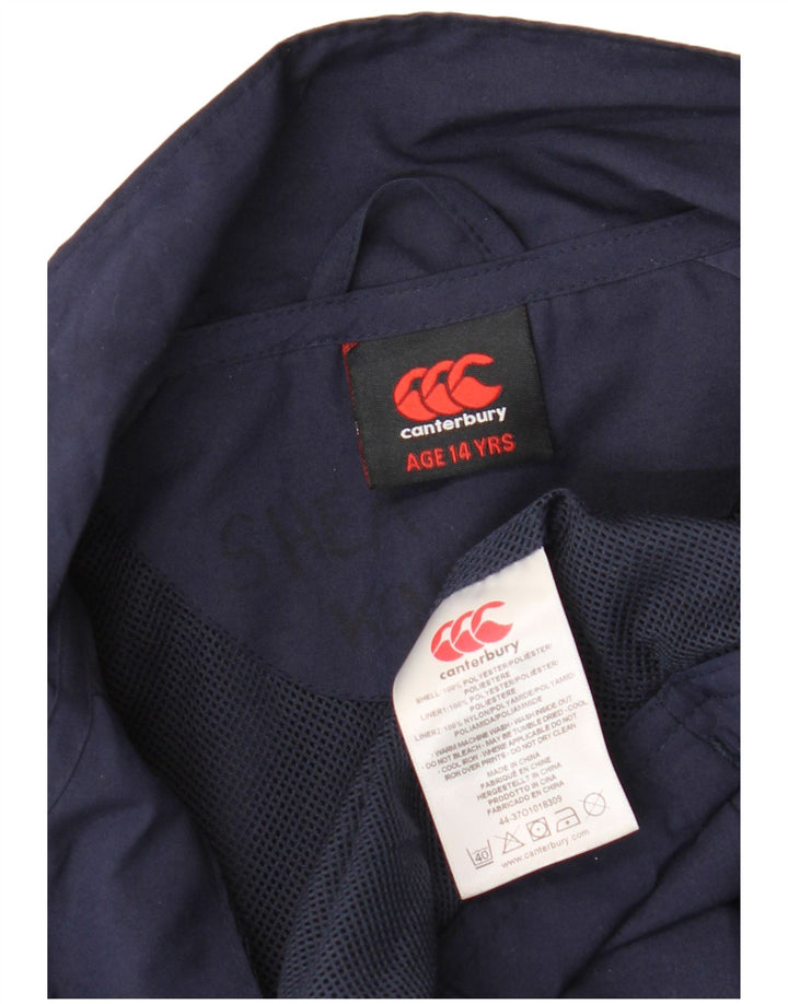 CANTERBURY Boys Tracksuit Top Jacket 13-14 Years Navy Blue Polyester