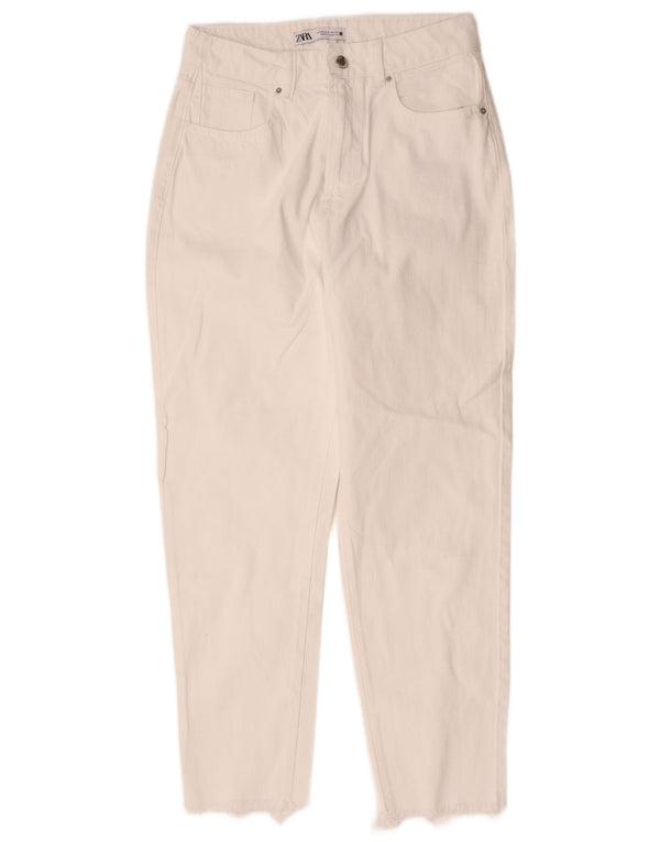 Zara Γυναικείο Tapered Jeans EU 38 Small W28 L28 Λευκό βαμβακερό