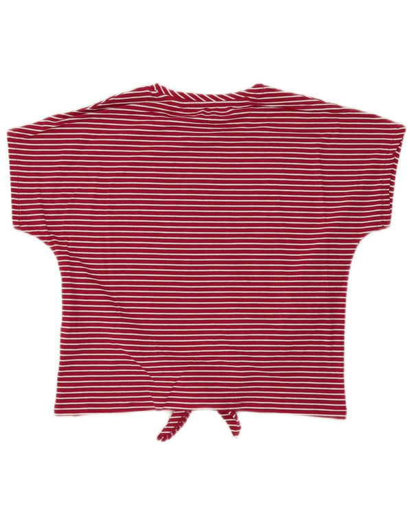 Guess Womens Crop Graphic T-Shirt Top UK 4 XS Pink Striped Cotton
