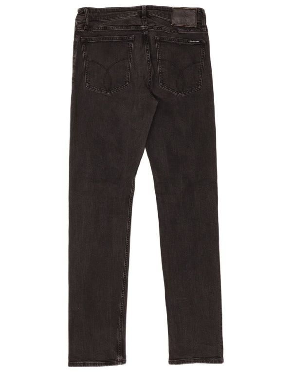 Calvin Klein Herre Slim Fit Straight Jeans W31 L32 Sort Bomuld