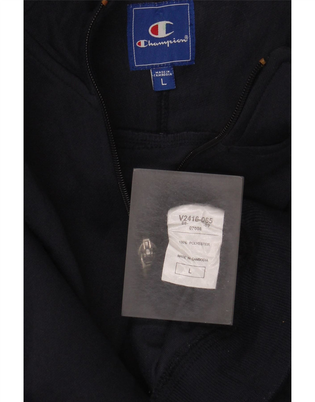 Champion Mens Tracksuit Top Jacket Large Navy Blue Polyester