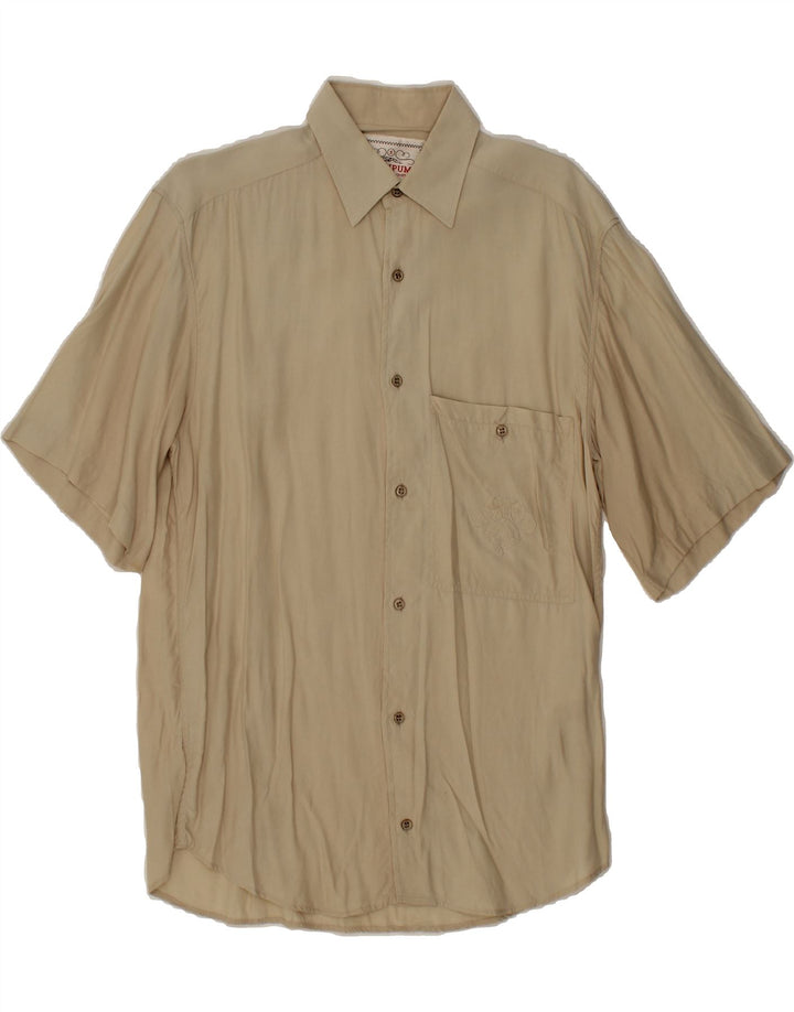 WAMPUM Mens Short Sleeve Shirt Small Beige Vintage Wampum and Second-Hand Wampum from Messina Hembry 