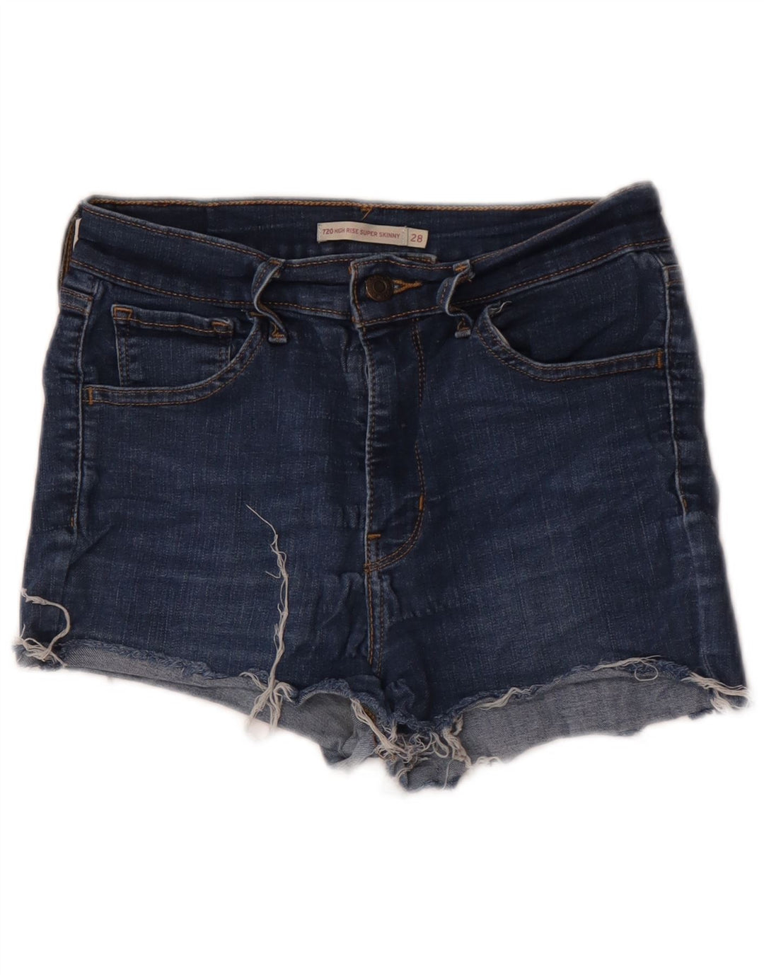 LEVI'S Damen 720 High Rise Denim Shorts W28 Mittelblaue Baumwolle