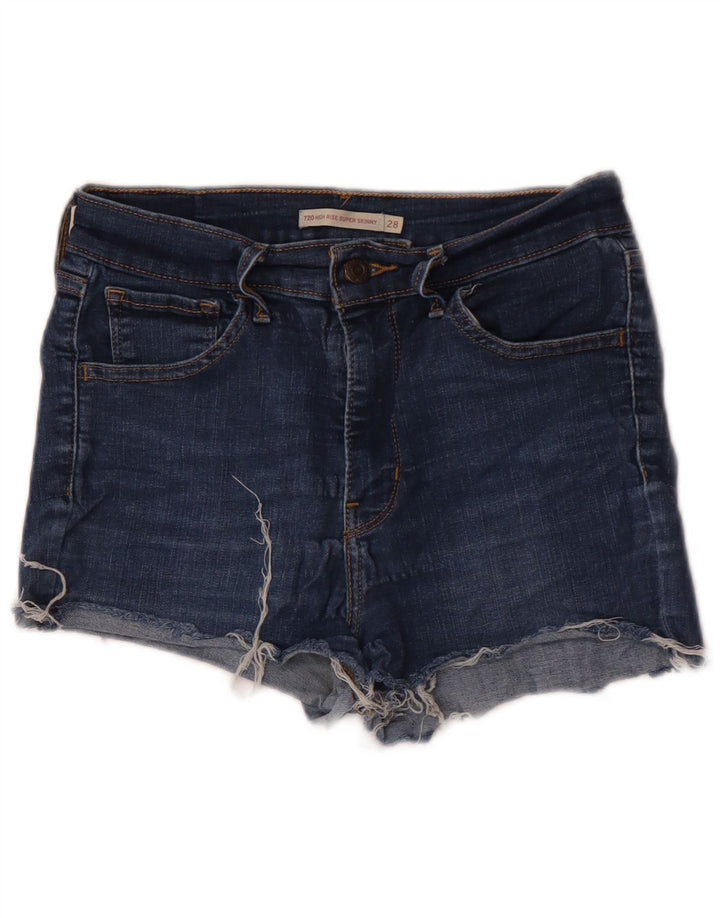 LEVI'S Damen 720 High Rise Denim Shorts W28 Mittelblaue Baumwolle