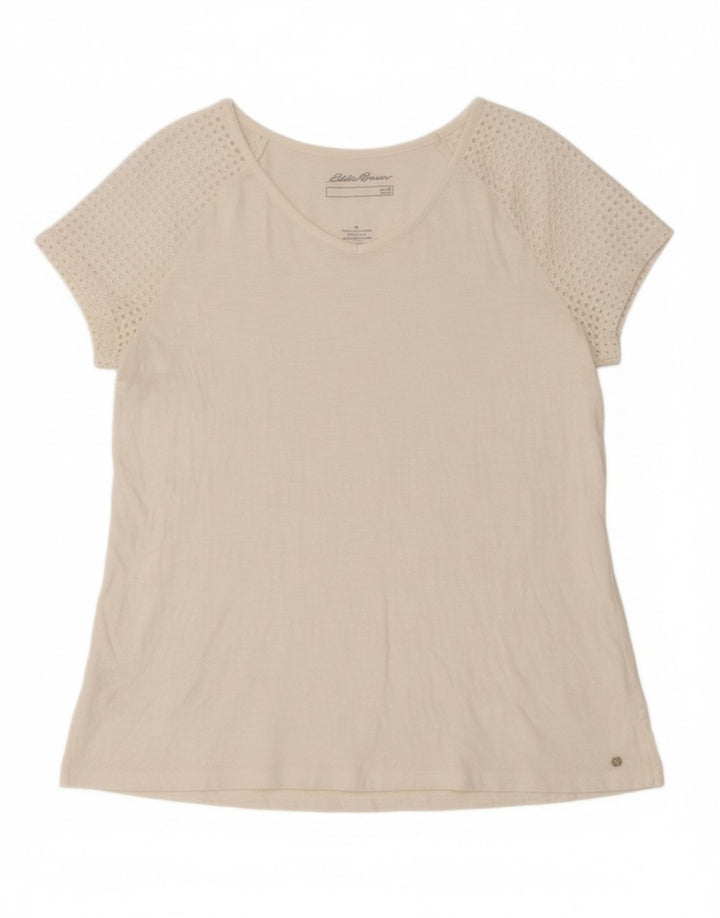 EDDIE BAUER Womens T-Shirt Top UK 14 Medium White Cotton Vintage Eddie Bauer and Second-Hand Eddie Bauer from Messina Hembry 