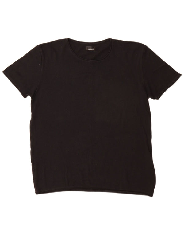 Zara T-Shirt Homme Haut Large Coton Noir