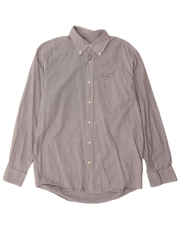 Lacoste Mens Regular Fit Shirt Size 40 Medium Grey Pinstripe Cotton