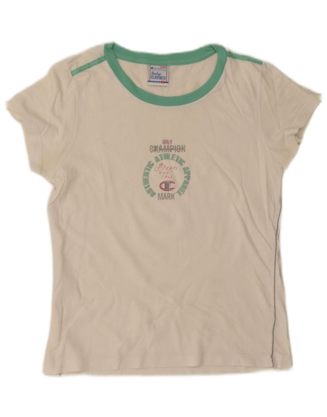 Champion Womens Heritage Classics Graphic T-Shirt Top UK 12 Medium White