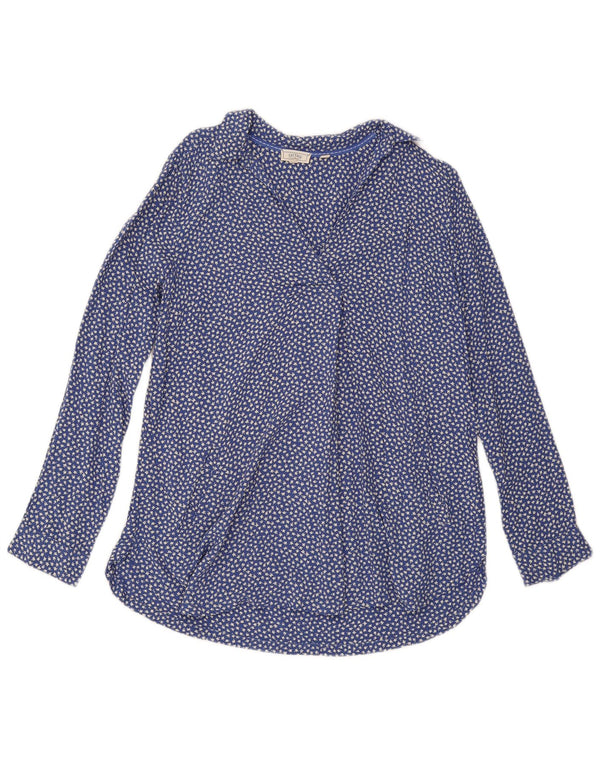 Fat Face Dame Pullover Shirt UK 12 Medium Blue Floral Viscose