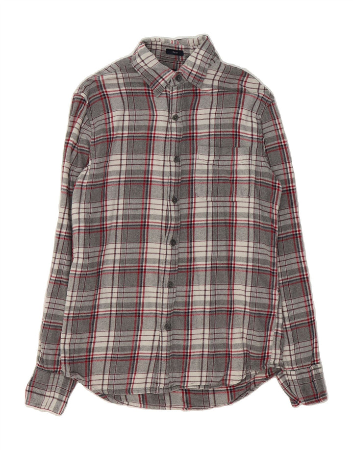 J. CREW Mens Slim Flannel Shirt Small Grey Check Cotton Vintage J. Crew and Second-Hand J. Crew from Messina Hembry 