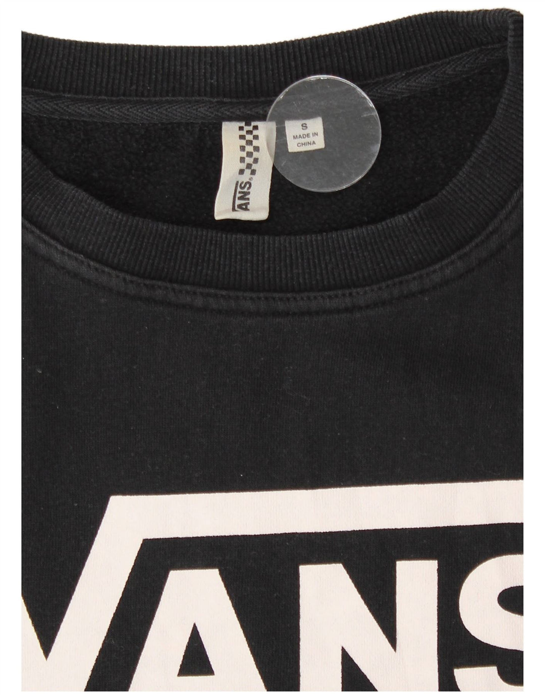Vans Womens Graphic Sweatshirt Jumper Small Black Geometric Cotton