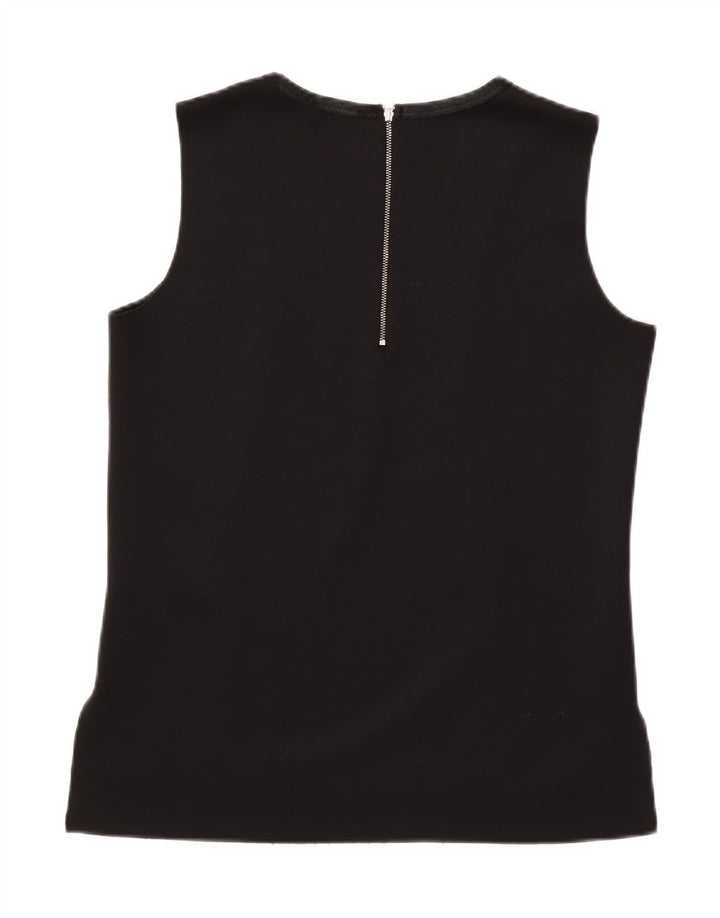 ZARA Womens Graphic Vest Top UK 14 Large Black Colourblock Polyester