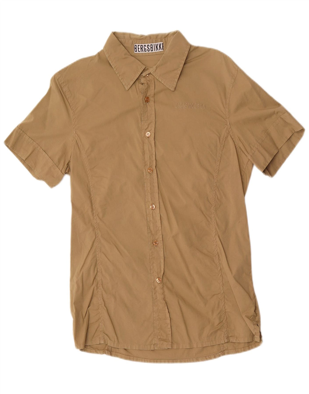 Camicia a maniche corte da uomo Bikkembergs in cotone beige medio