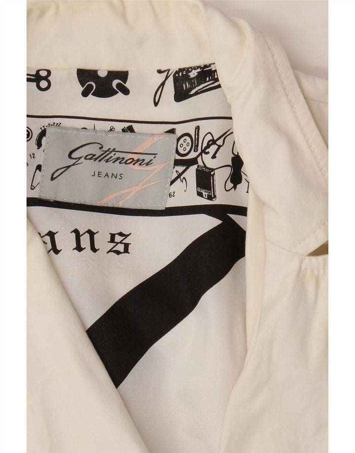 GATTINONI Womens Graphic 1 Button Blazer Jacket UK 12 Medium White Vintage Gattinoni and Second-Hand Gattinoni from Messina Hembry 