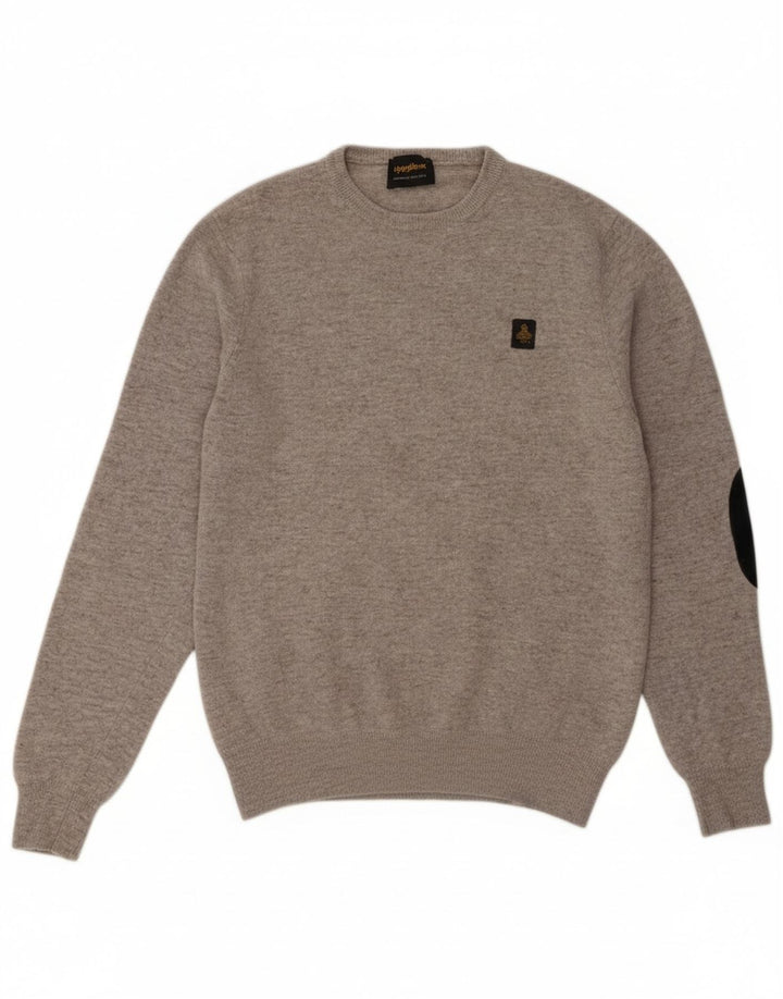 REFRIGIWEAR Womens Crew Neck Jumper Sweater UK 12 Medium Grey Wool
