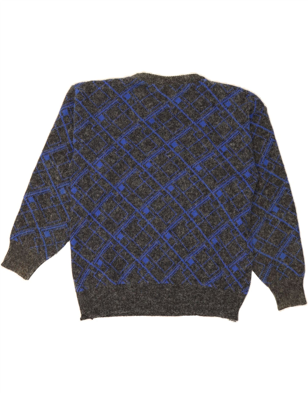 VINTAGE Mens Crew Neck Jumper Sweater IT 48 Medium Grey Geometric Vintage Vintage and Second-Hand Vintage from Messina Hembry 