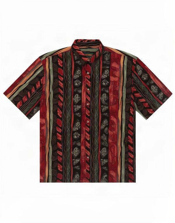 Ivy Crew Camisa de manga corta para hombre 2XL Poliéster floral burdeos