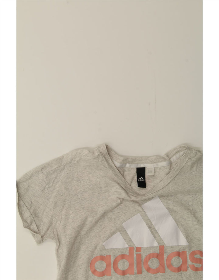 ADIDAS Womens Graphic T-Shirt Top UK 14 Medium Grey Vintage Adidas and Second-Hand Adidas from Messina Hembry 