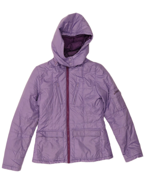 Giacca imbottita con cappuccio da donna Asics UK 10 Small Viola Poliestere