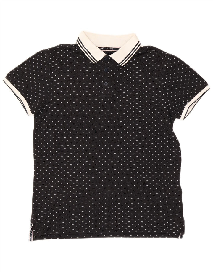 Armani Herren Regular Poloshirt Small Schwarz gefleckte Baumwolle