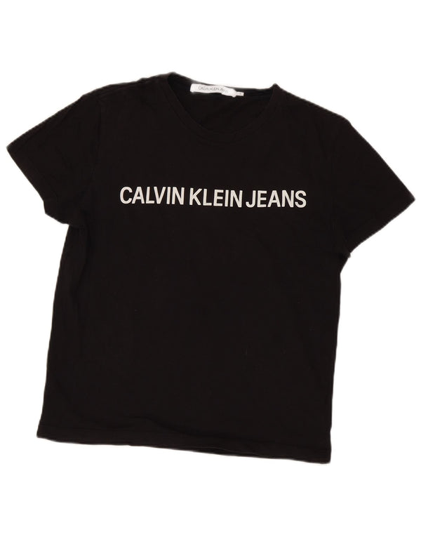Calvin Klein Jeans Womens Oversized Graphic T-Shirt Top UK 10 Small Black